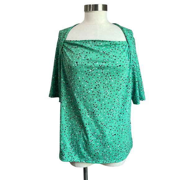 Ann Taylor Square Neck 3/4 Sleeve Green Career Blouse Size XL Petite - Picture 1 of 9